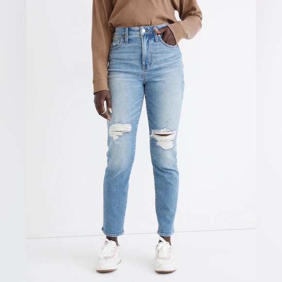 NWT- MADEWELL The Curvy Perfect Vintage Jean in Denman Wash: Ripped Edition - Picture 1 of 15